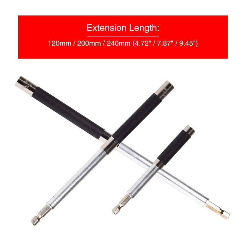 KATUR Quick Release Magnetic Screwdriver Extension Bit Holder, 1/4 Inch Hex Shank Connection Rod Adapter, Magnetic Shock Adapter for Nuts Drill and Handheld Driver 80-120mm,120-200mm,140-240mm - Image 5